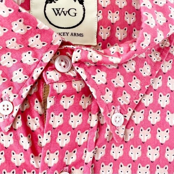 Wolf Vs Goat WvG Monkey Arms Men’s L Button Down Shirt AOP Fox Print Size Large - Picture 7 of 9